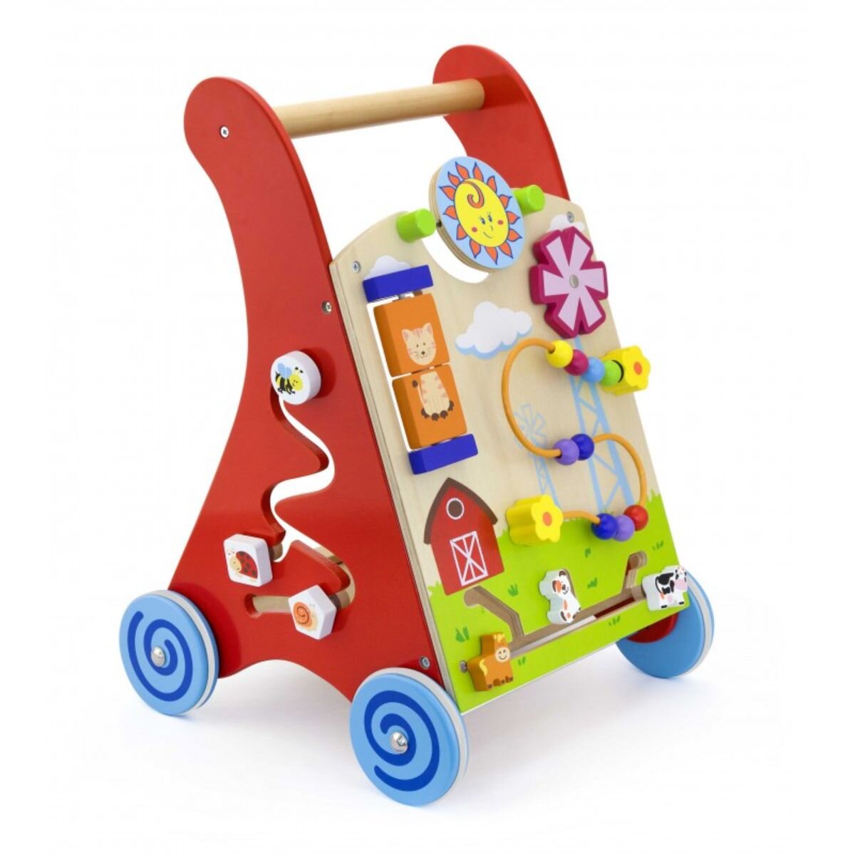 Viga Antemergator cu activitati tip montessori rosu