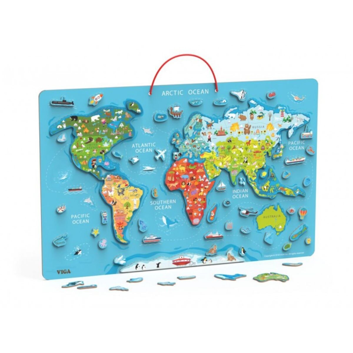Viga Puzzle magnetic Harta lumii si tabla de scris