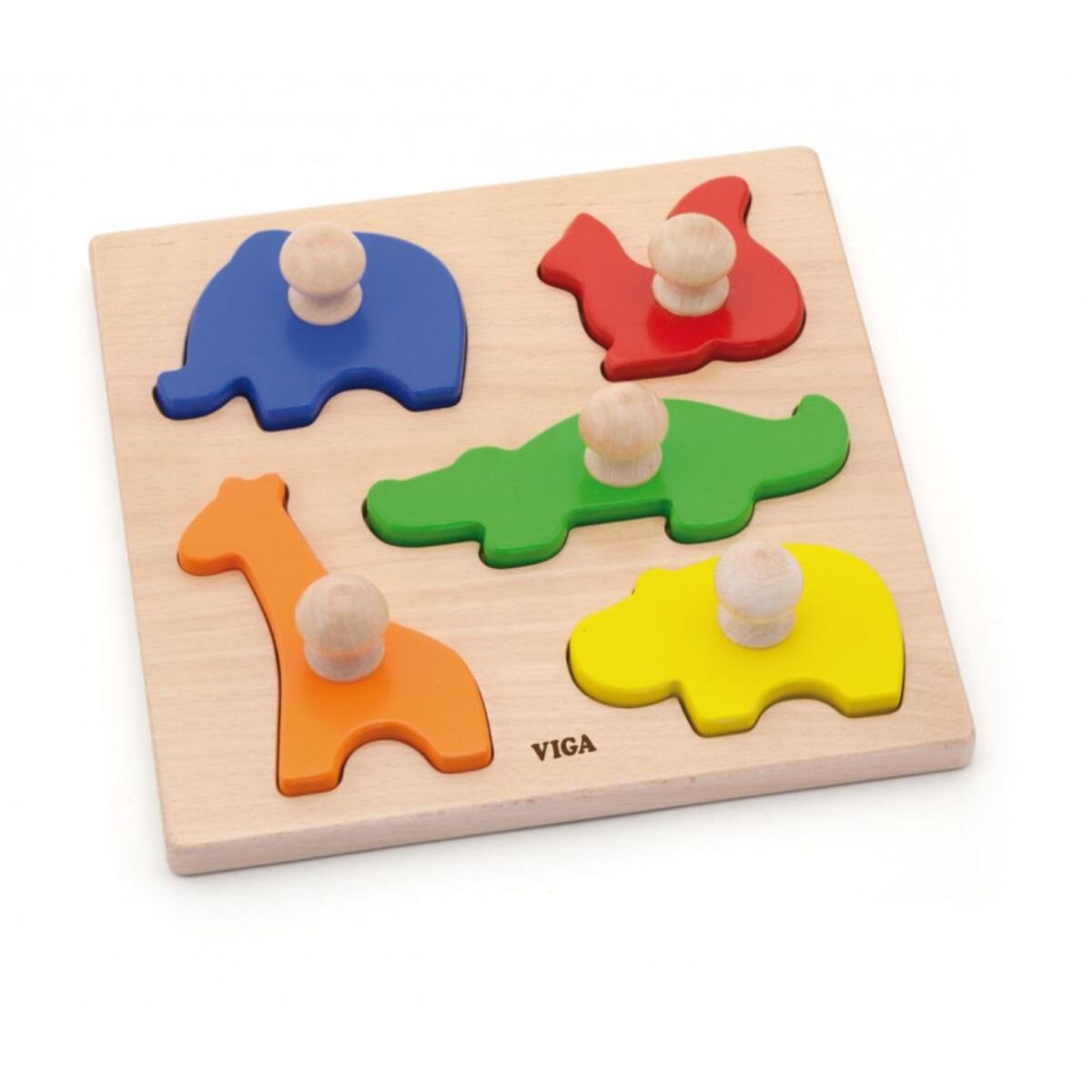 Viga Puzzle Montessori cu maner Animale