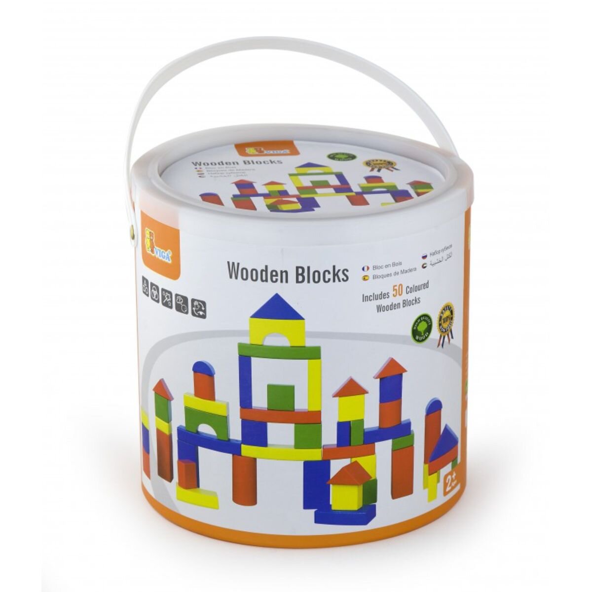Viga Set 50 cuburi de construit din lemn Colorate 3.5 cm