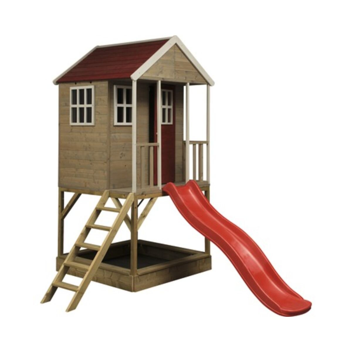 Wendi Toys Casuta de gradina cu platforma loc pentru nisip tobogan Nordic Adventure House