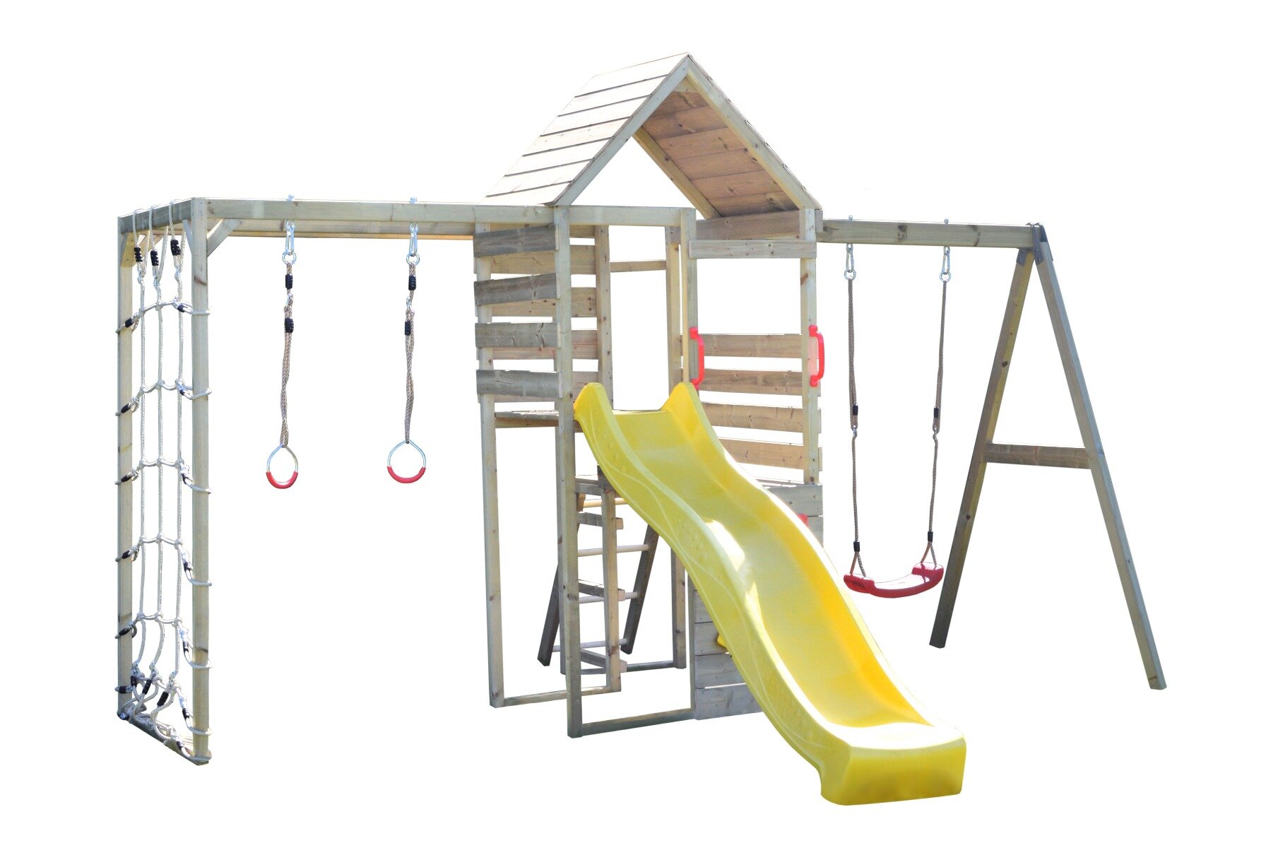 Wendi Toys Turn de joaca cu 2 platforme panou de catarare tobogan leagan si modul de gimnastica