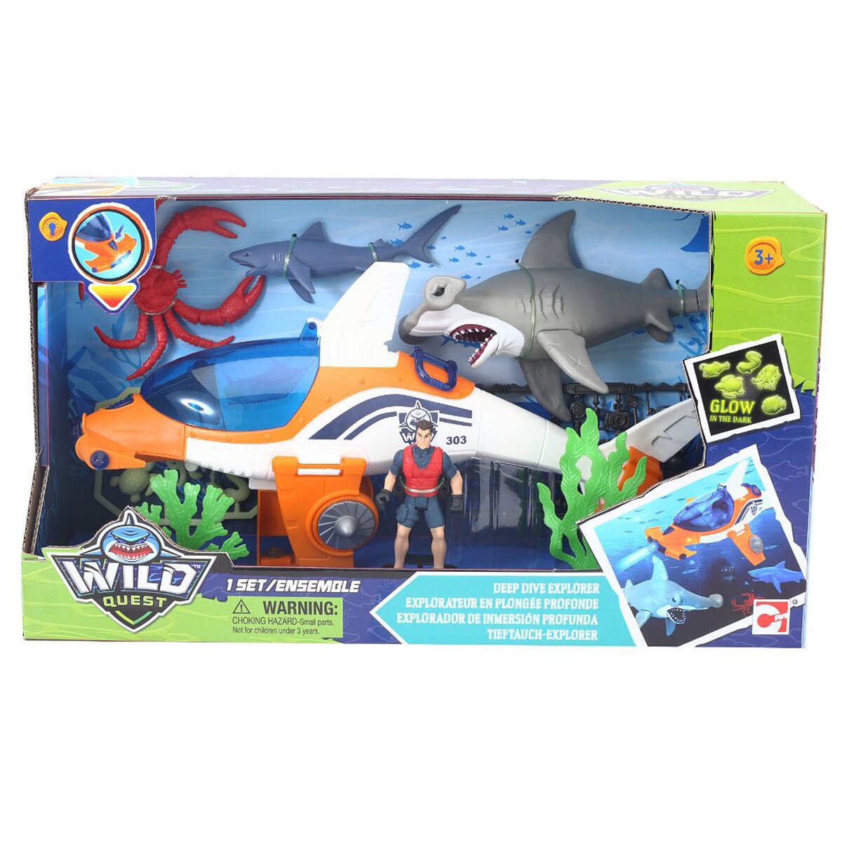 Wild Quest Set de joaca submarin cu figurina si rechini