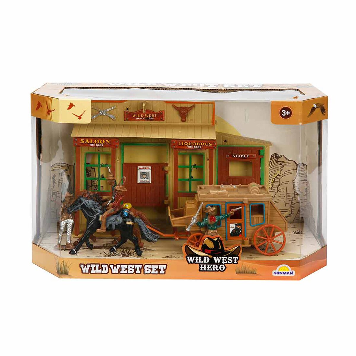 Wild West Hero Set de joaca Cowboy cu trasura si 4 figurine