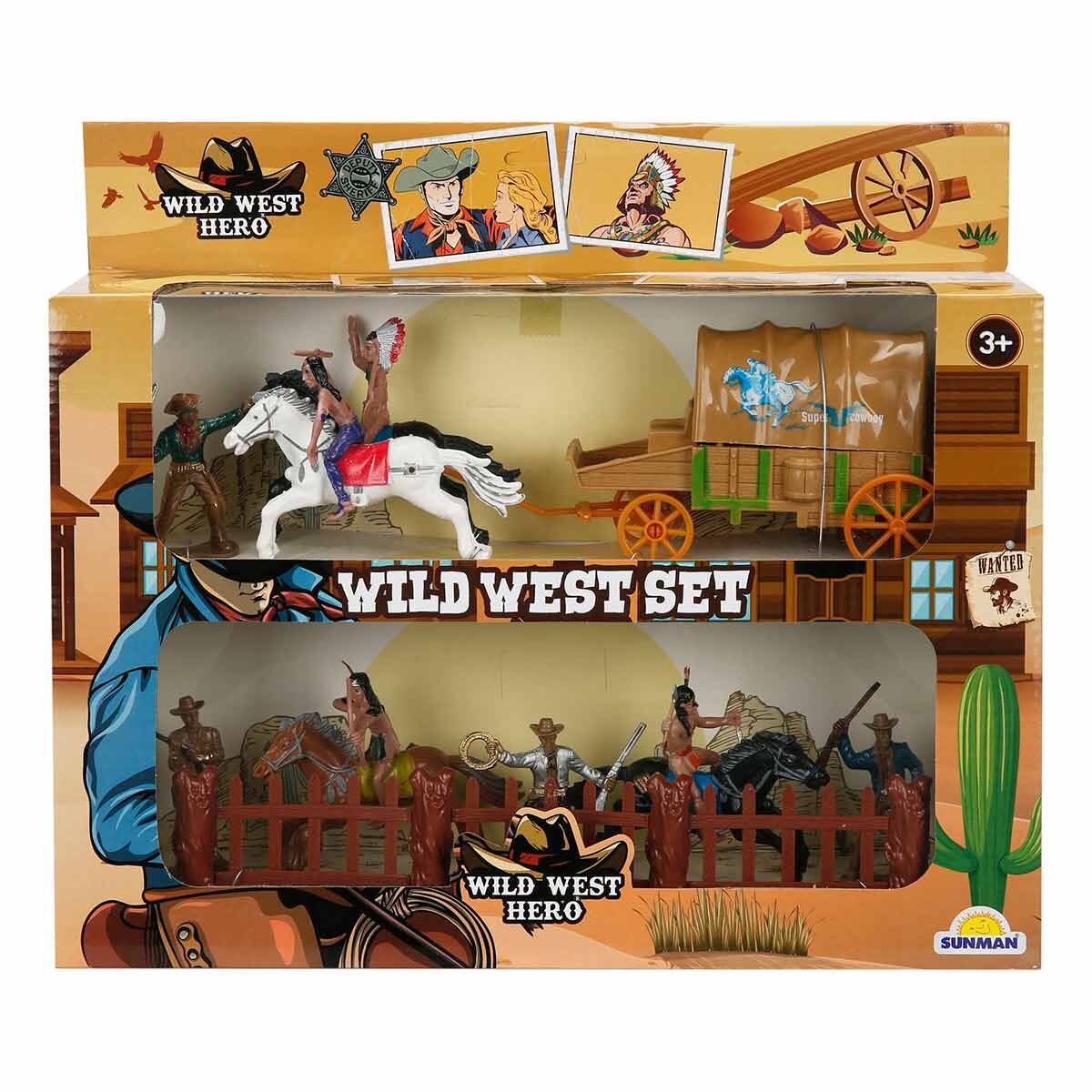 Wild West Hero Set de joaca Cowboy si cal cu caruta