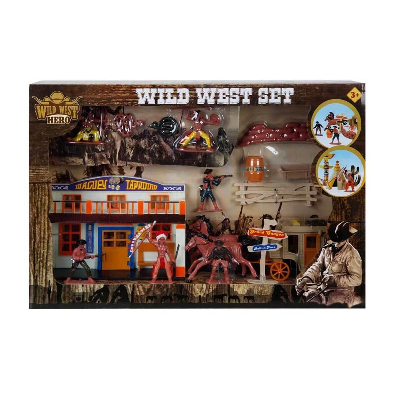Wild West Hero Set figurine Cowboy si Indieni Albastru