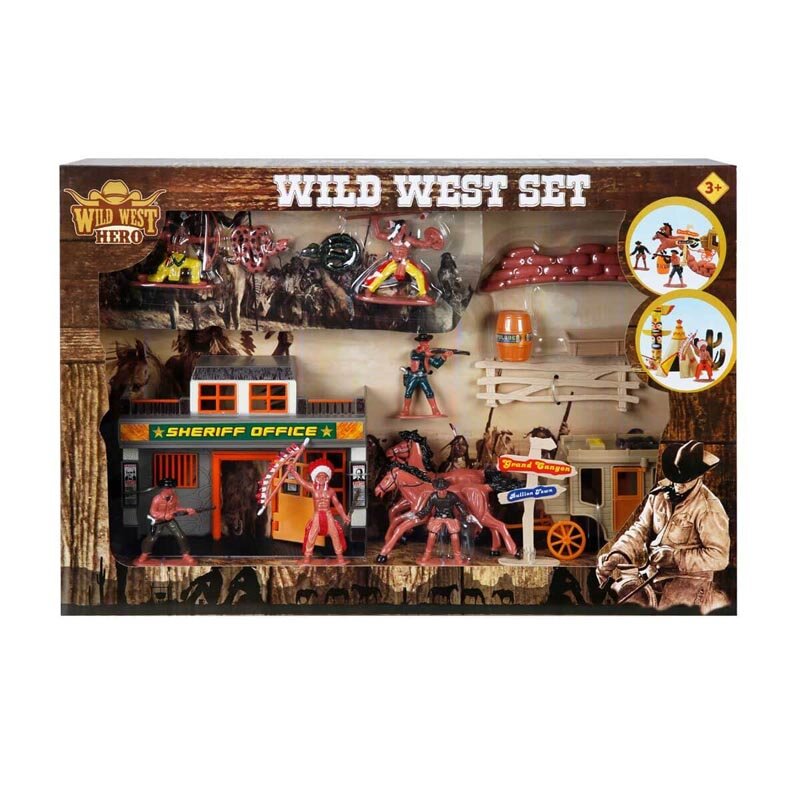 Wild West Hero Set figurine Cowboy si Indieni Sheriff Office