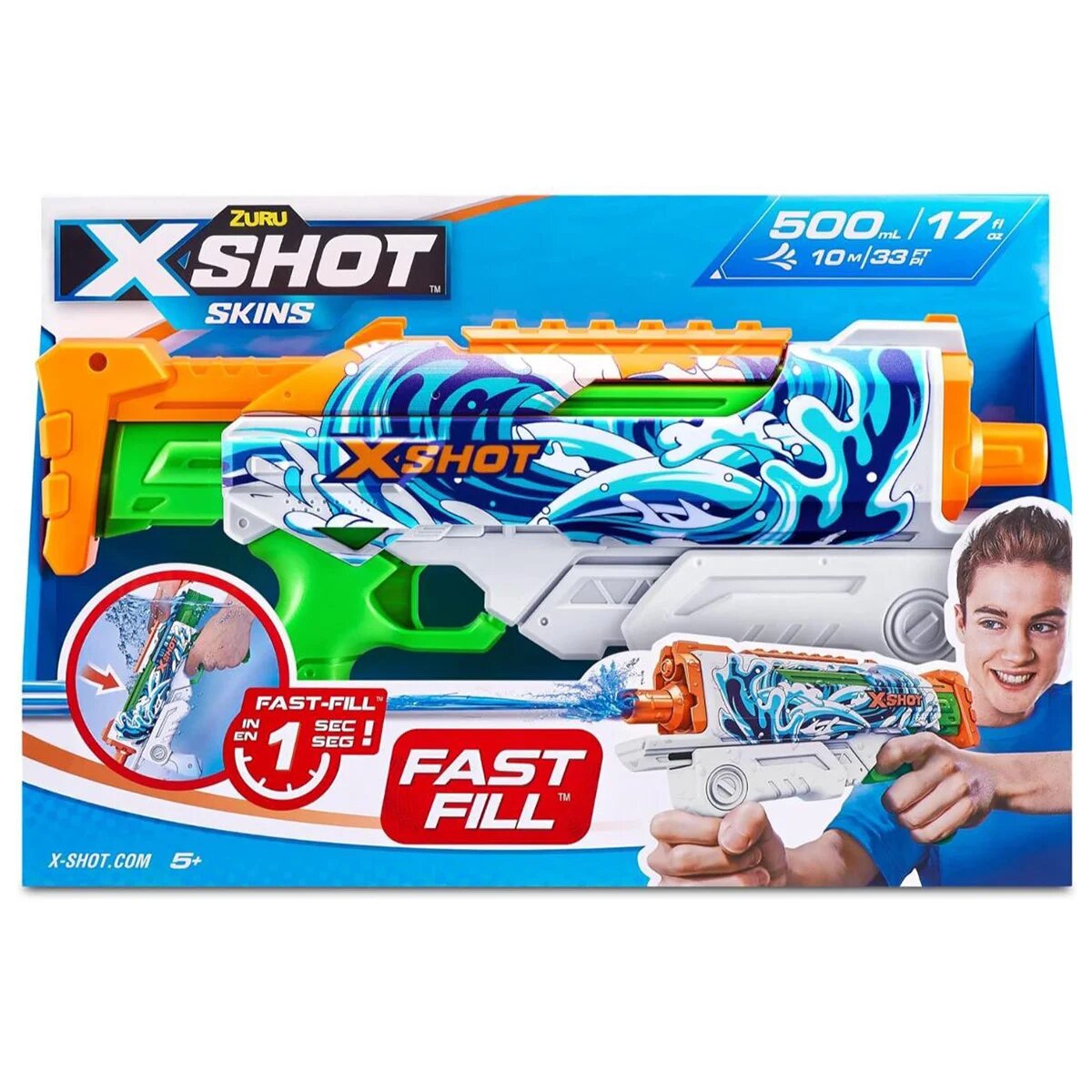 X-Shot Pistol cu apa cu incarcare rapida Hyperload Waves