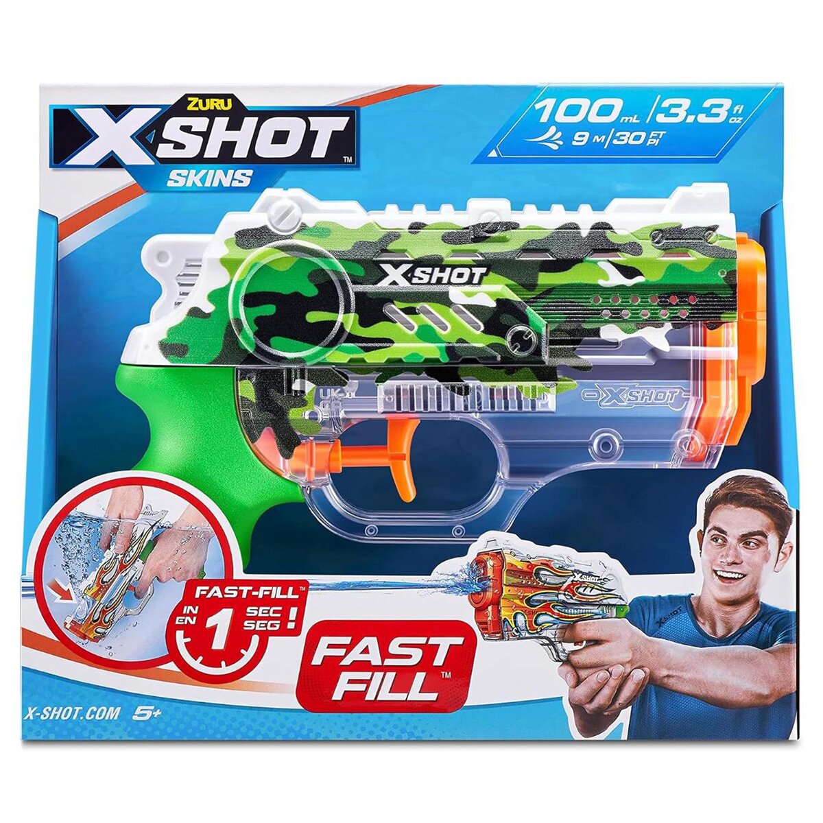 X-Shot Pistol cu apa cu incarcare rapida Nano Jungle Camo