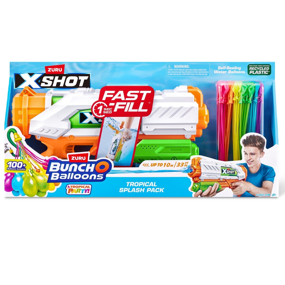 X-Shot Set pistol cu apa si baloane cu apa Bunch O Balloons Tropical Party