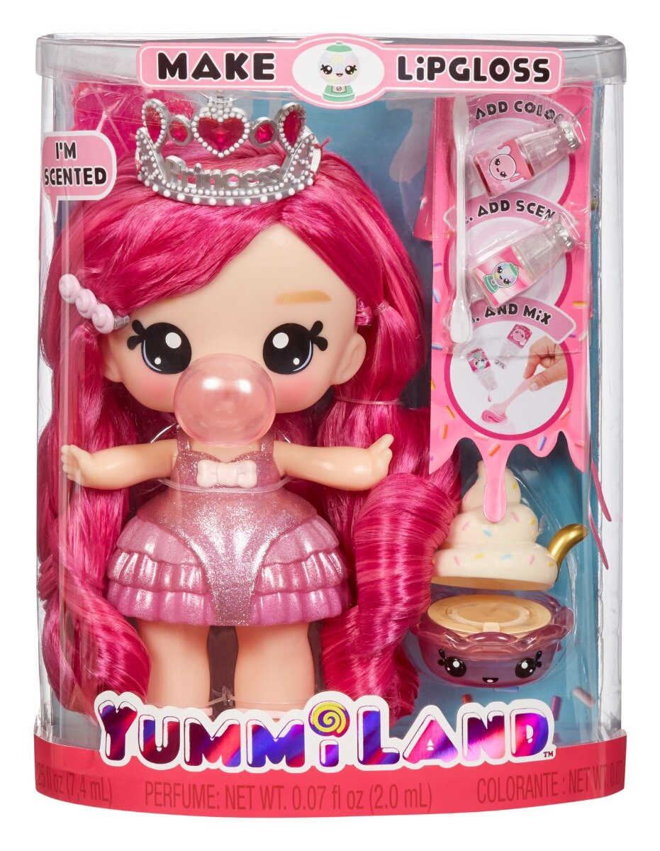 Yummiland Papusa Large Doll and Lipgloss Pet Bianca Bubblegum 120735EUC