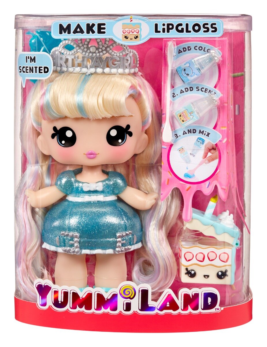 Yummiland Papusa Large Doll and Lipgloss Pet Callie Birthday Cake 120742EUC