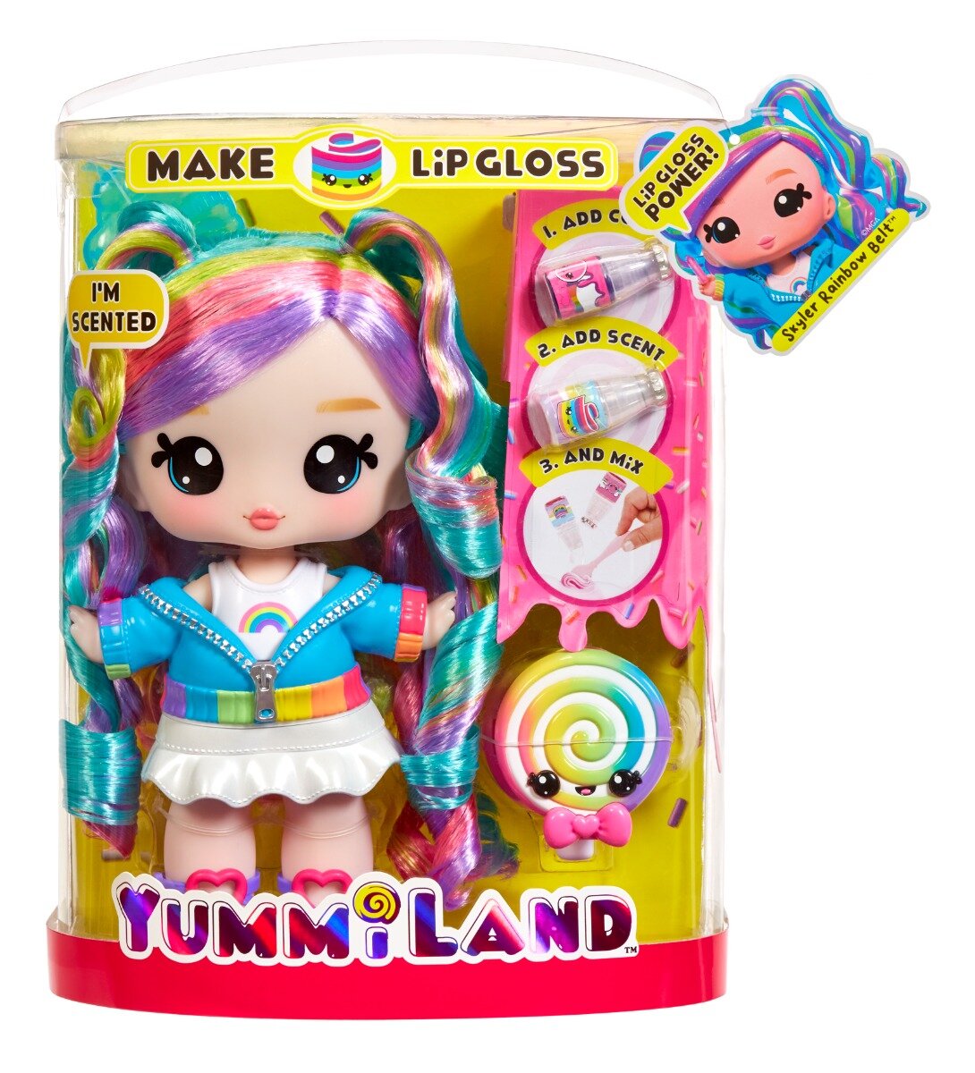 Yummiland Papusa Lipgloss Pet Skyler Rainbow Belt 121022EUC