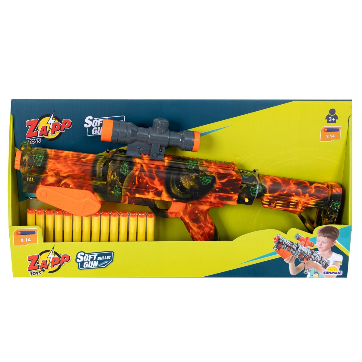 Zapp Toys Arma de jucarie cu 14 sageti din burete Soft Bomb