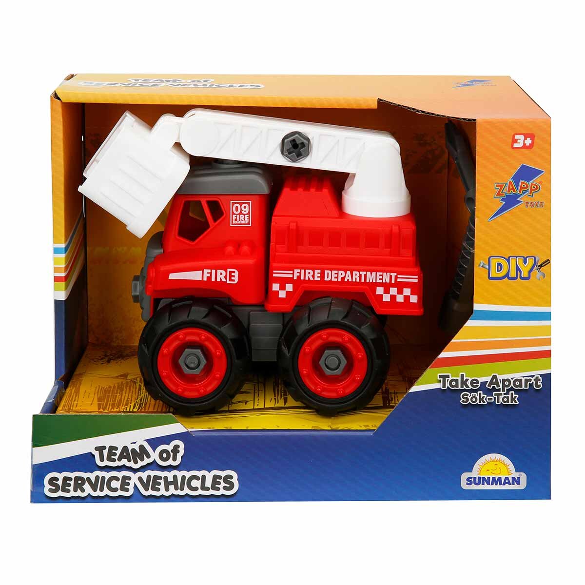 Zapp Toys Camion pompieri cu elevator si surubelnita 16 cm