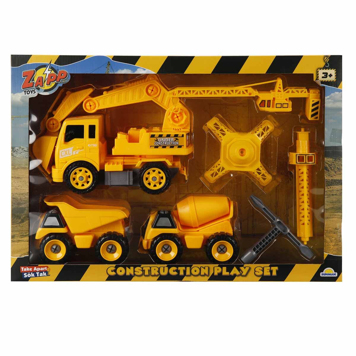 Zapp Toys Set 3 vehicule de constructie si accesorii