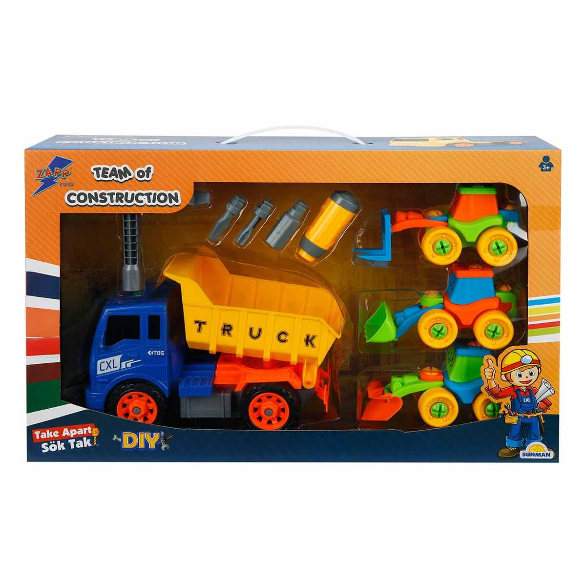 Zapp Toys Set 4 vehicule de constructie si accesorii Basculanta