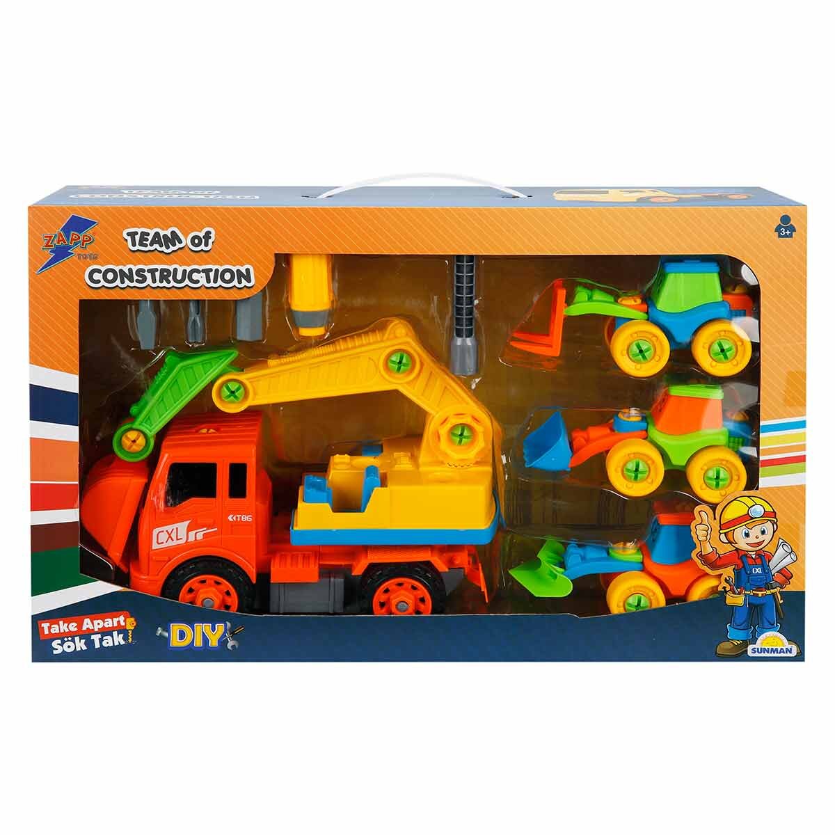 Zapp Toys Set 4 vehicule de constructie si accesorii Excavator