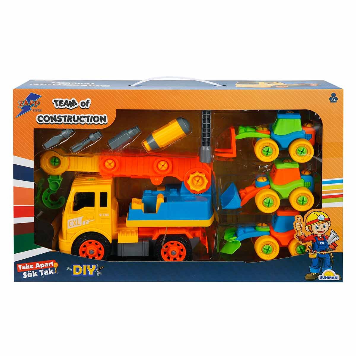 Zapp Toys Set 4 vehicule de constructie si accesorii Macara